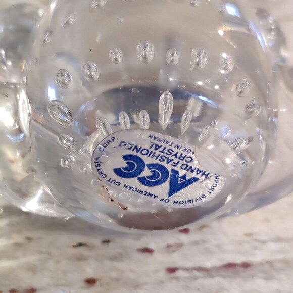 Vtg American Cut Crystal Bear Paperweight Figurine Bullicante Bubbles Taiwan 4" - Picture 10 of 11